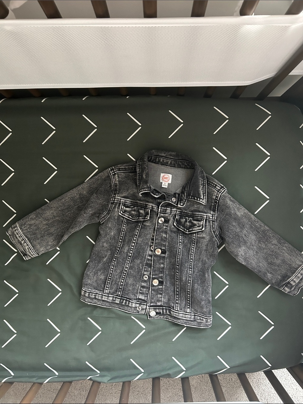 wonder nation Black Washed Denim Jacket for Kids